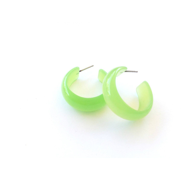 Lime Green Moonglow Small Simple Hoop Earrings - Picture 1 of 5